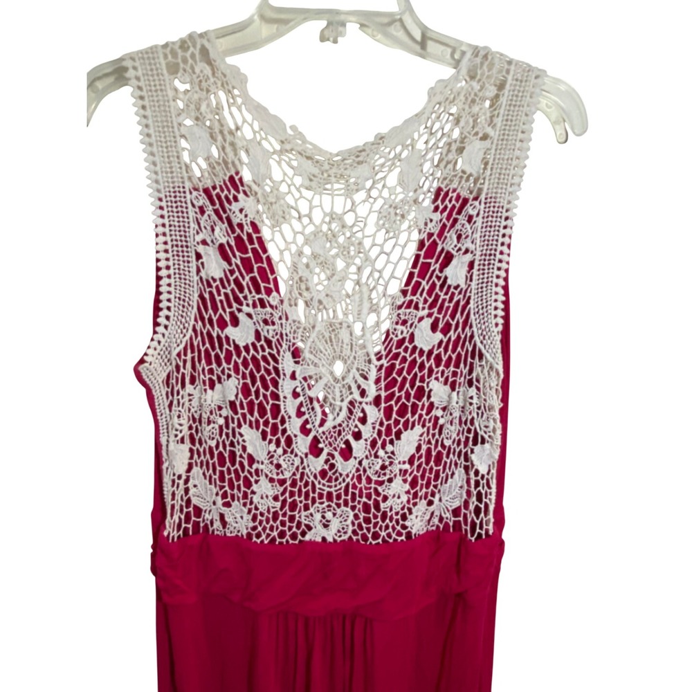 ana A New Approach Pink Crochet Lace Back Surplice Wrap‎ Midi Dress XL - Picture 4 of 6